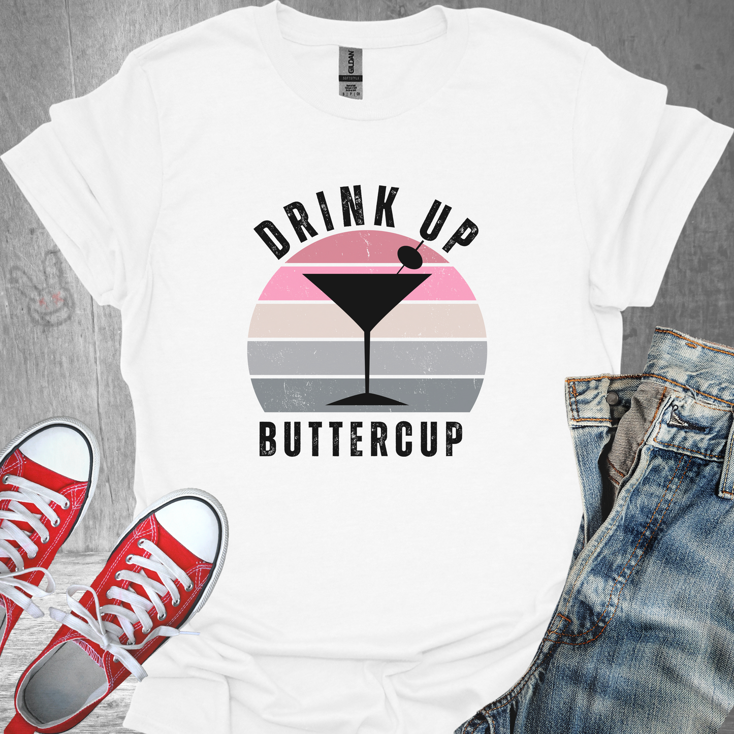 Drink Up Buttercup-Martini- Unisex Jersey Short Sleeve Tee