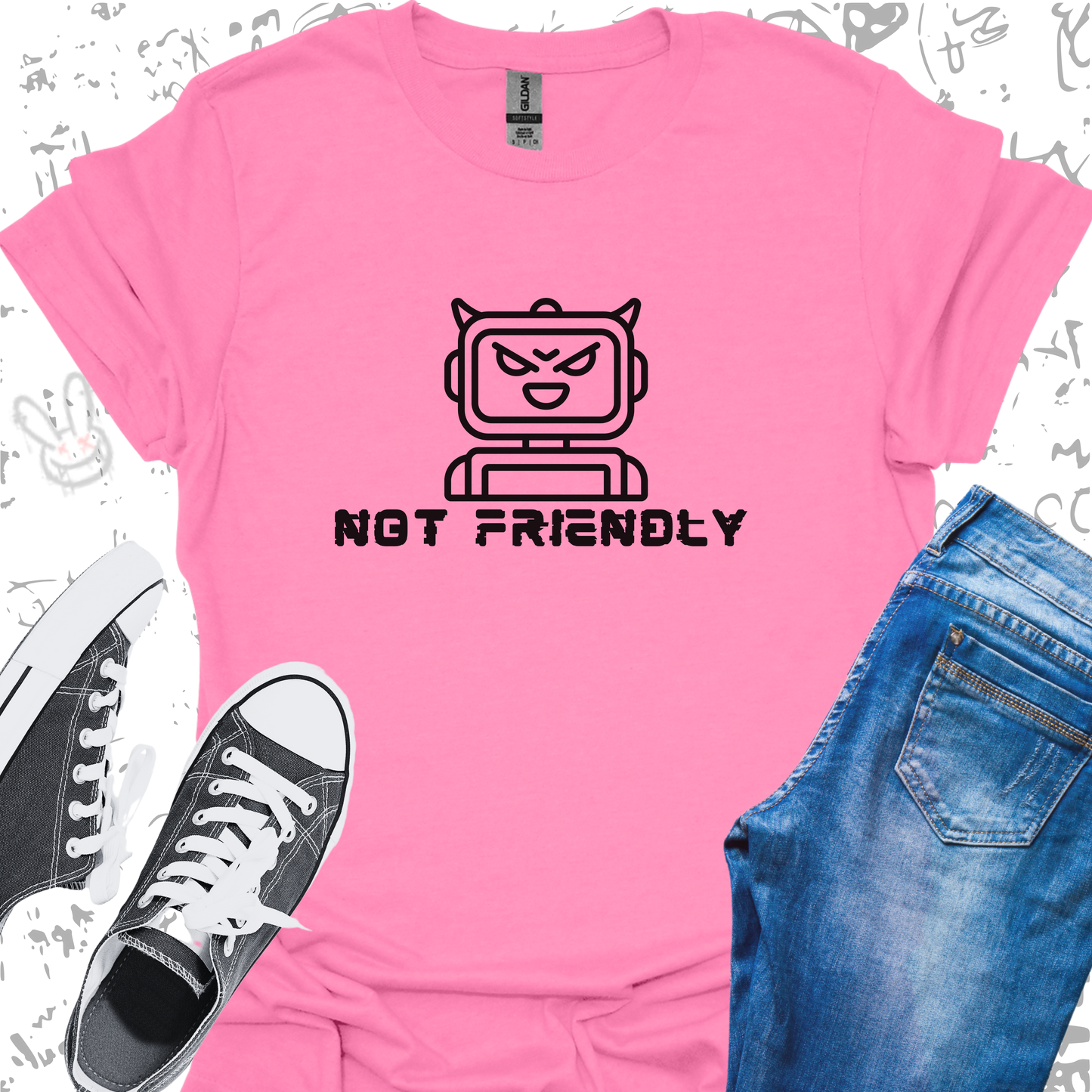 Not Friendly Robot- Unisex Jersey Short Sleeve Tee