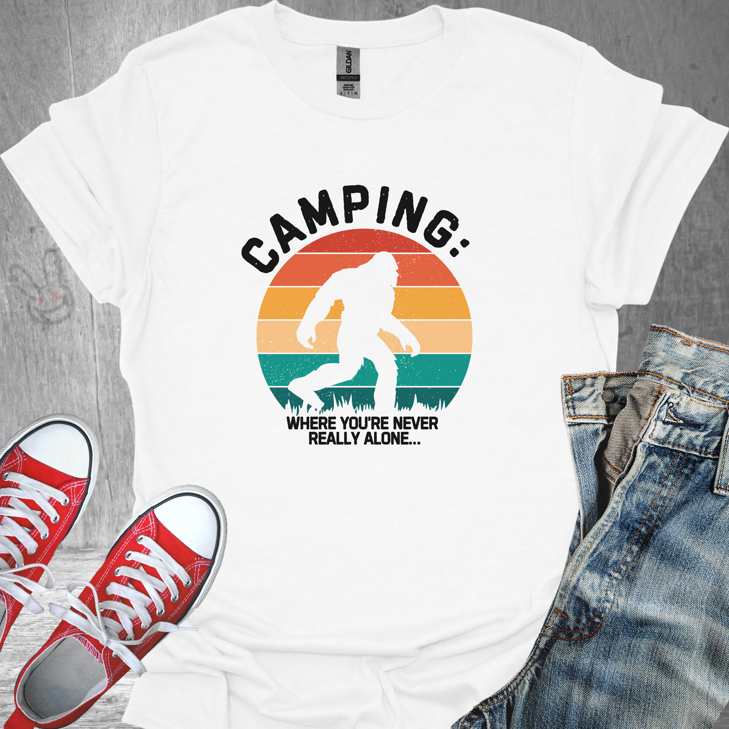 Camping: Where you're never really alone- Unisex Jersey Short Sleeve Tee