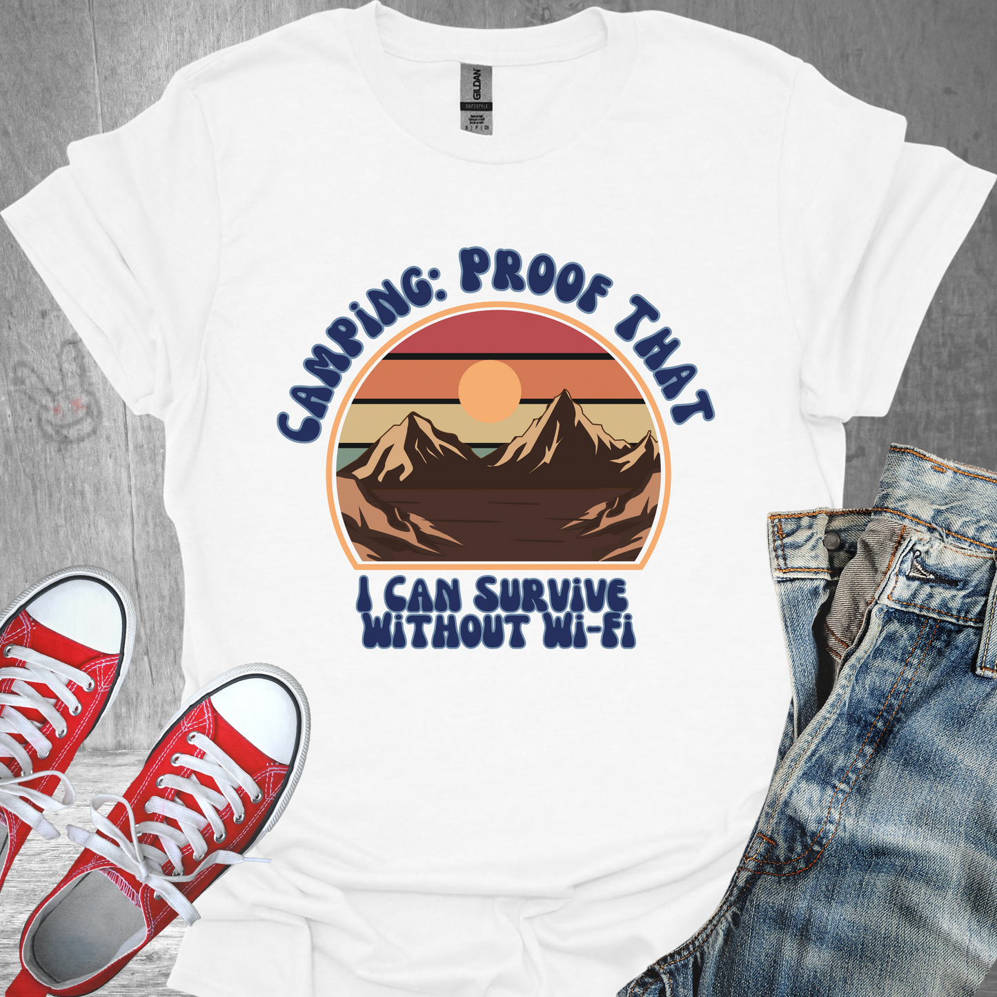 Camping: Proof that I can survive without WiFi - Unisex Jersey Short Sleeve Tee