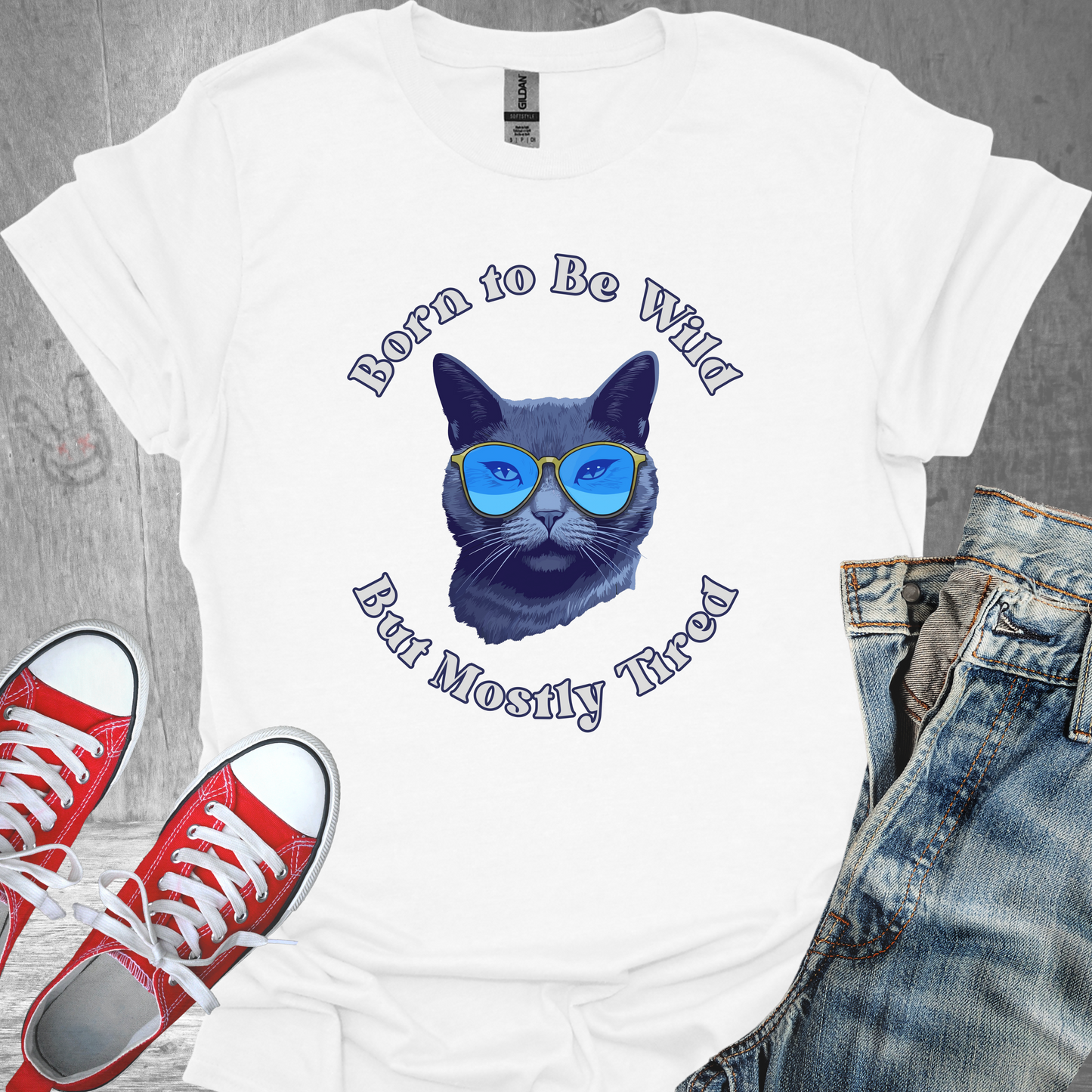 Born to be Wild But Mostly Tired (Cat)- Unisex Jersey Short Sleeve Tee