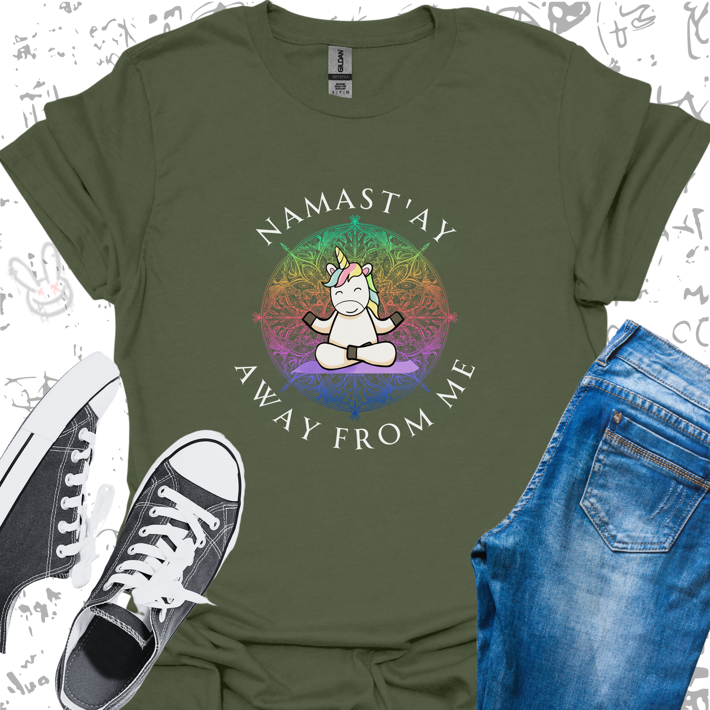 Namast'ay Away From Me Unicorn - Unisex Jersey Short Sleeve Tee