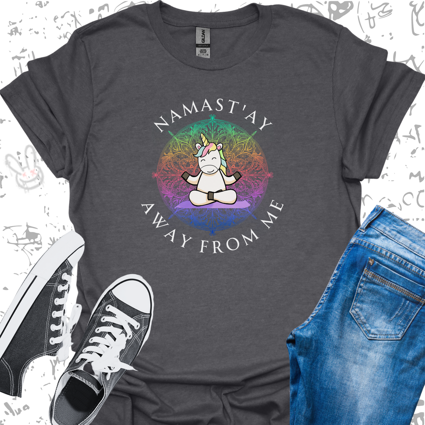 Namast'ay Away From Me Unicorn - Unisex Jersey Short Sleeve Tee