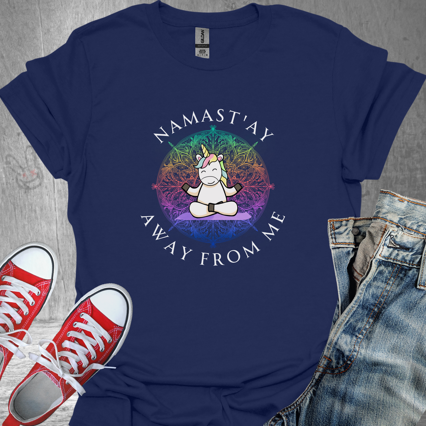 Namast'ay Away From Me Unicorn - Unisex Jersey Short Sleeve Tee