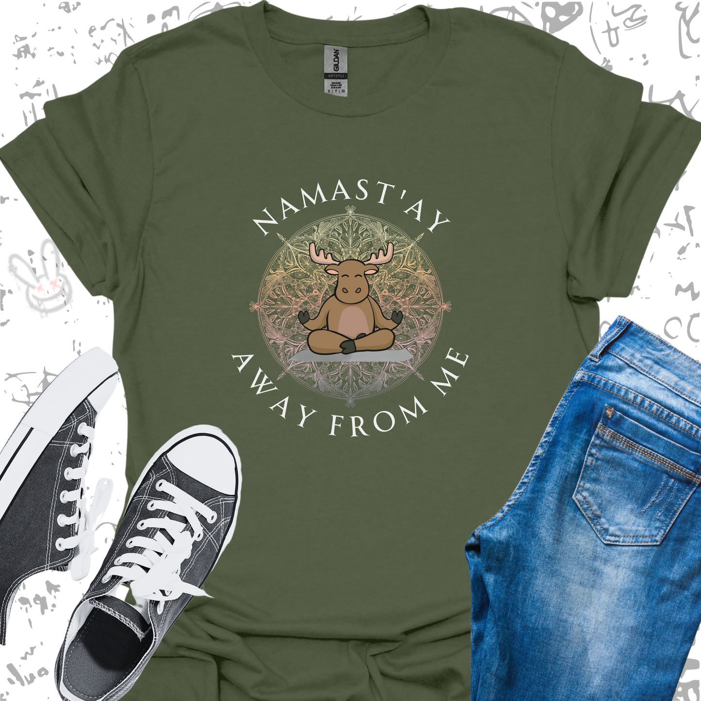 Namast'ay Away From Me Moose - Unisex Jersey Short Sleeve Tee