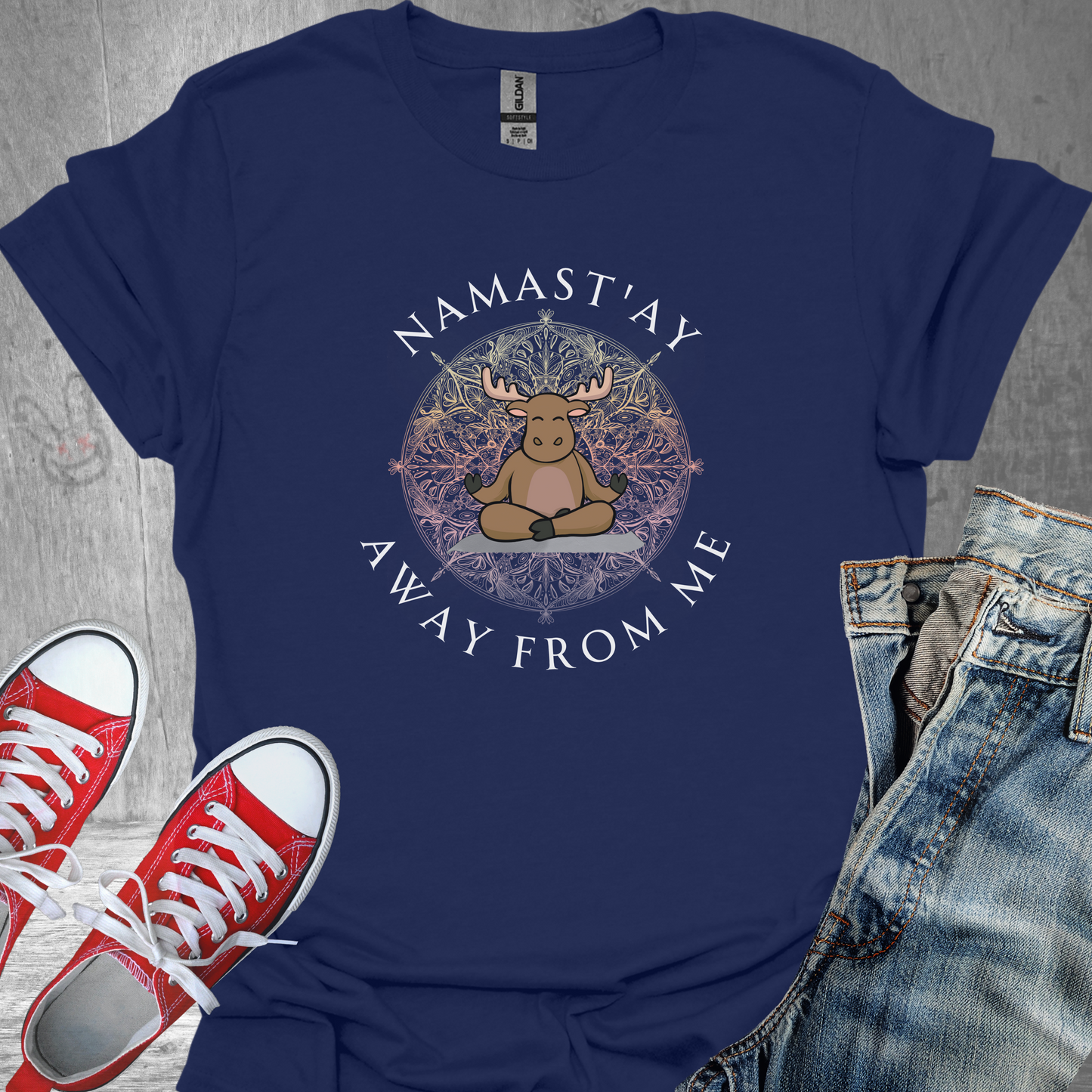 Namast'ay Away From Me Moose - Unisex Jersey Short Sleeve Tee