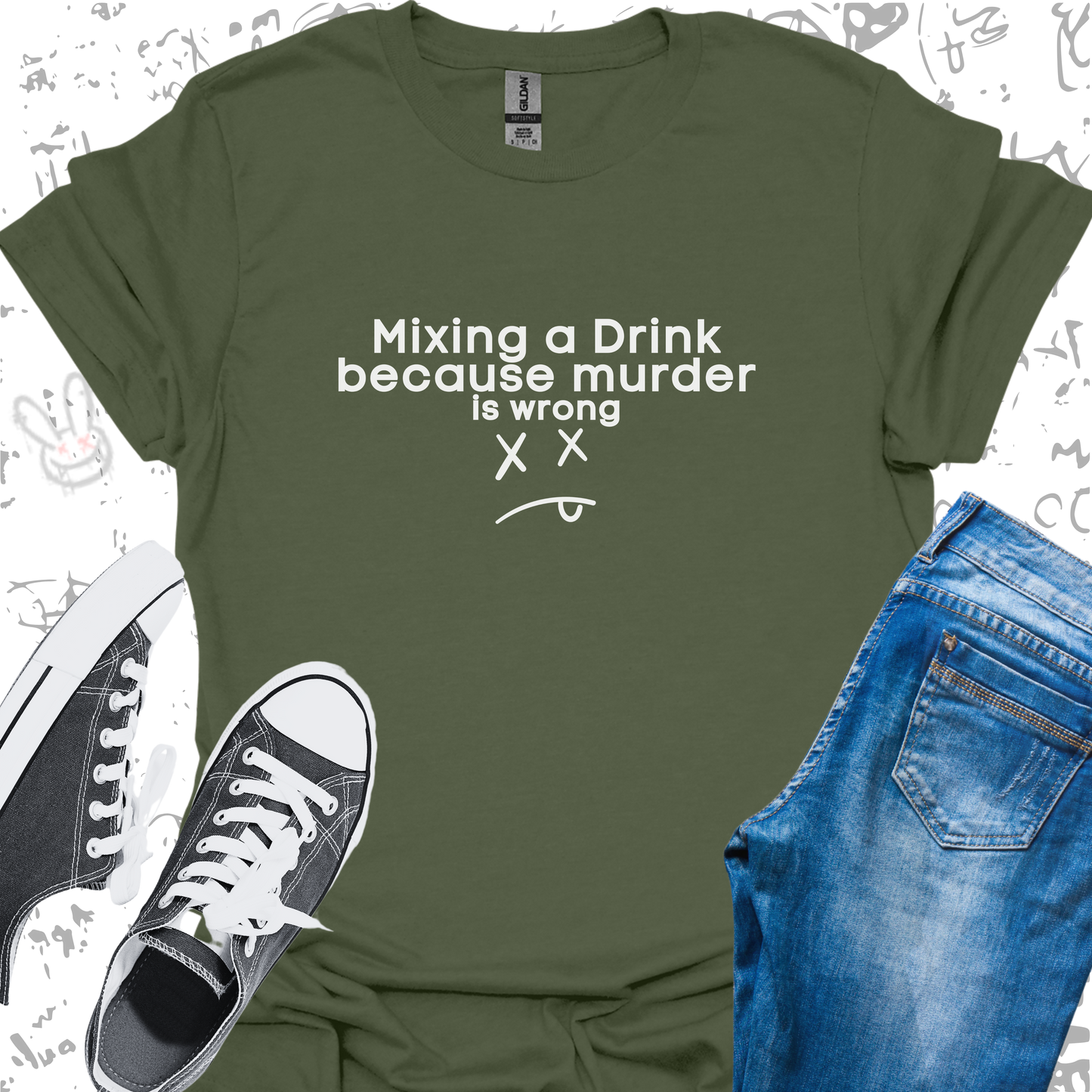 Mixing a Drink because Murder is Wrong - Unisex Jersey Short Sleeve Tee