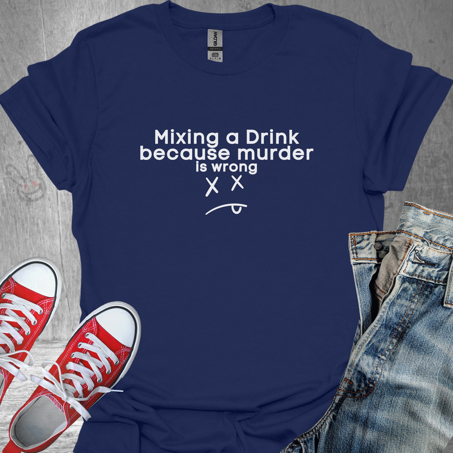 Mixing a Drink because Murder is Wrong - Unisex Jersey Short Sleeve Tee