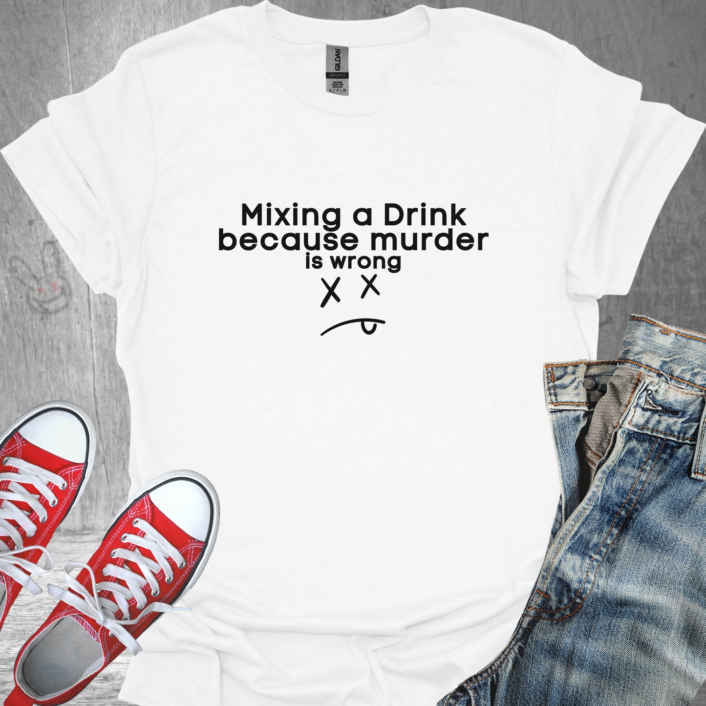 Mixing a Drink because Murder is Wrong - Unisex Jersey Short Sleeve Tee