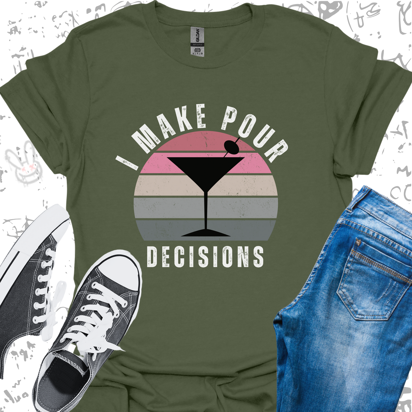 I make Pour Decisions-Martini- Unisex Jersey Short Sleeve Tee