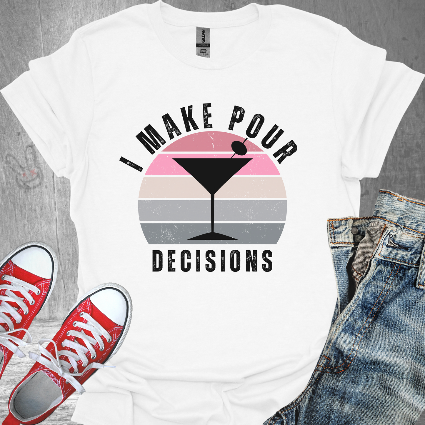 I make Pour Decisions-Martini- Unisex Jersey Short Sleeve Tee