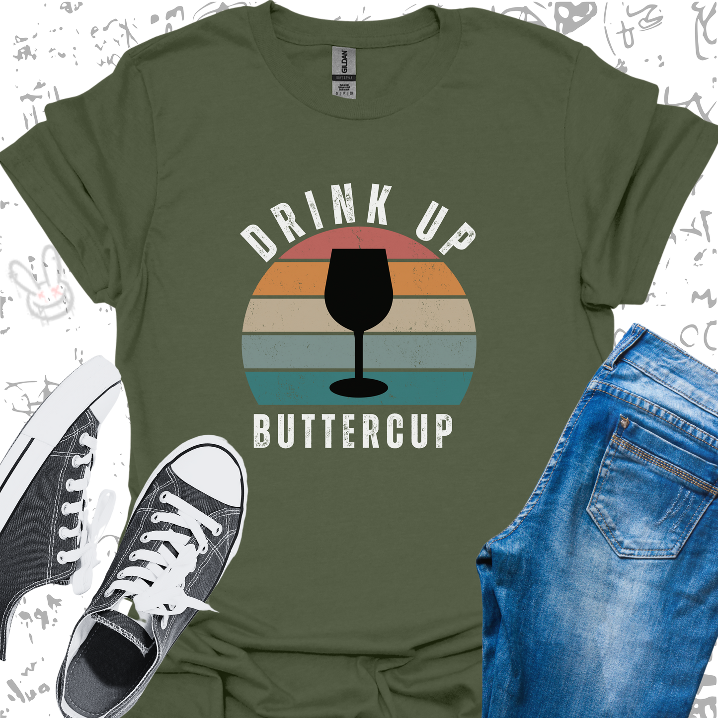 Drink Up Buttercup-Wine- Unisex Jersey Short Sleeve Tee