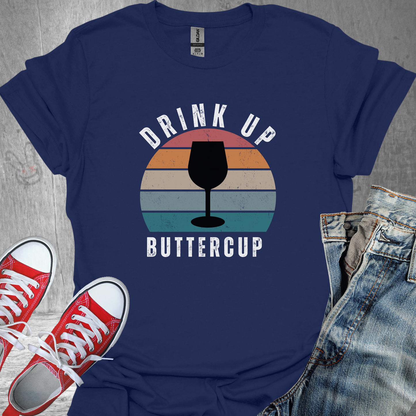 Drink Up Buttercup-Wine- Unisex Jersey Short Sleeve Tee