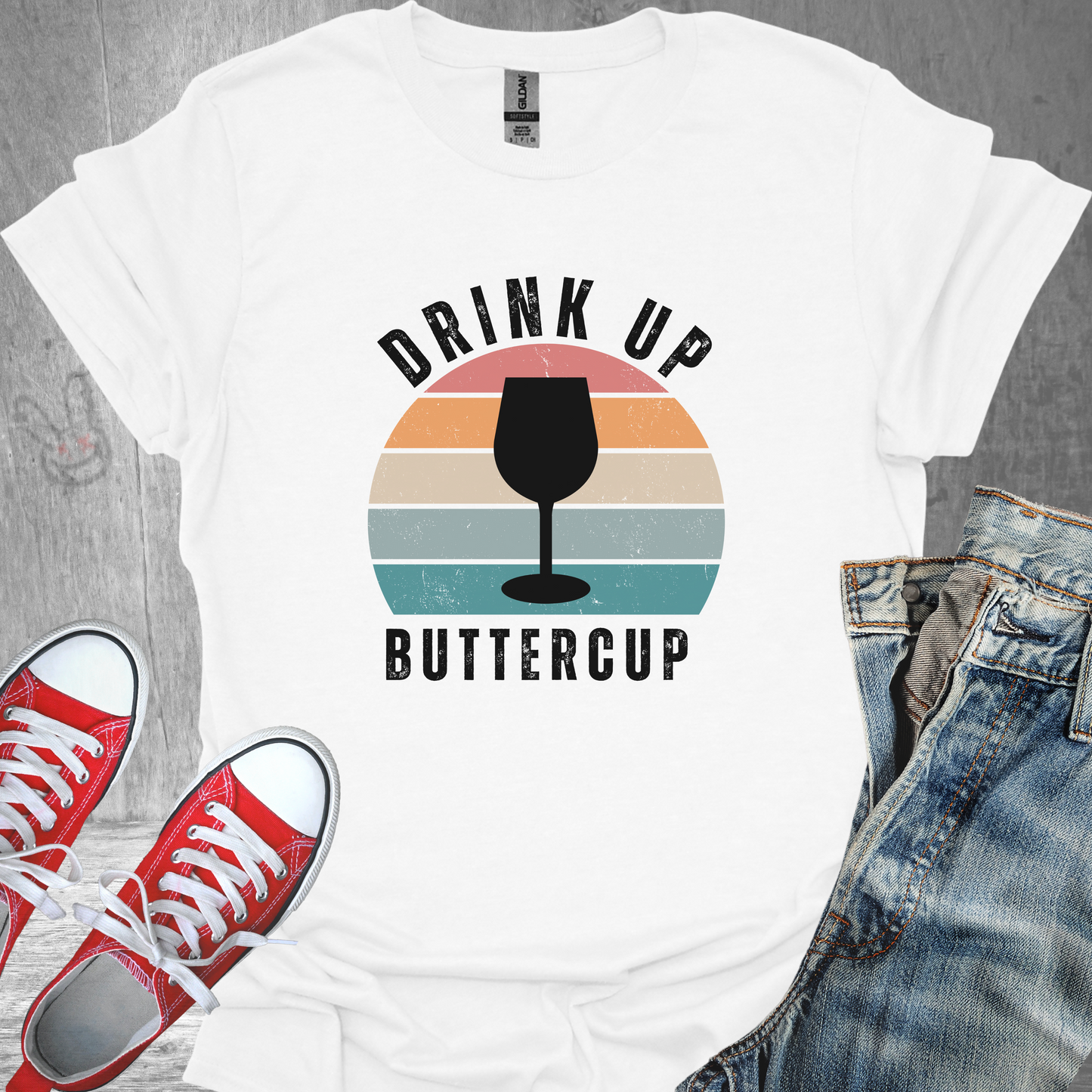 Drink Up Buttercup-Wine- Unisex Jersey Short Sleeve Tee