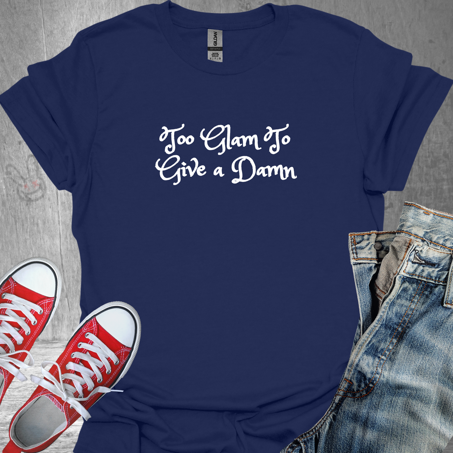 Too Glam To Give a Damn- Unisex Jersey Short Sleeve Tee