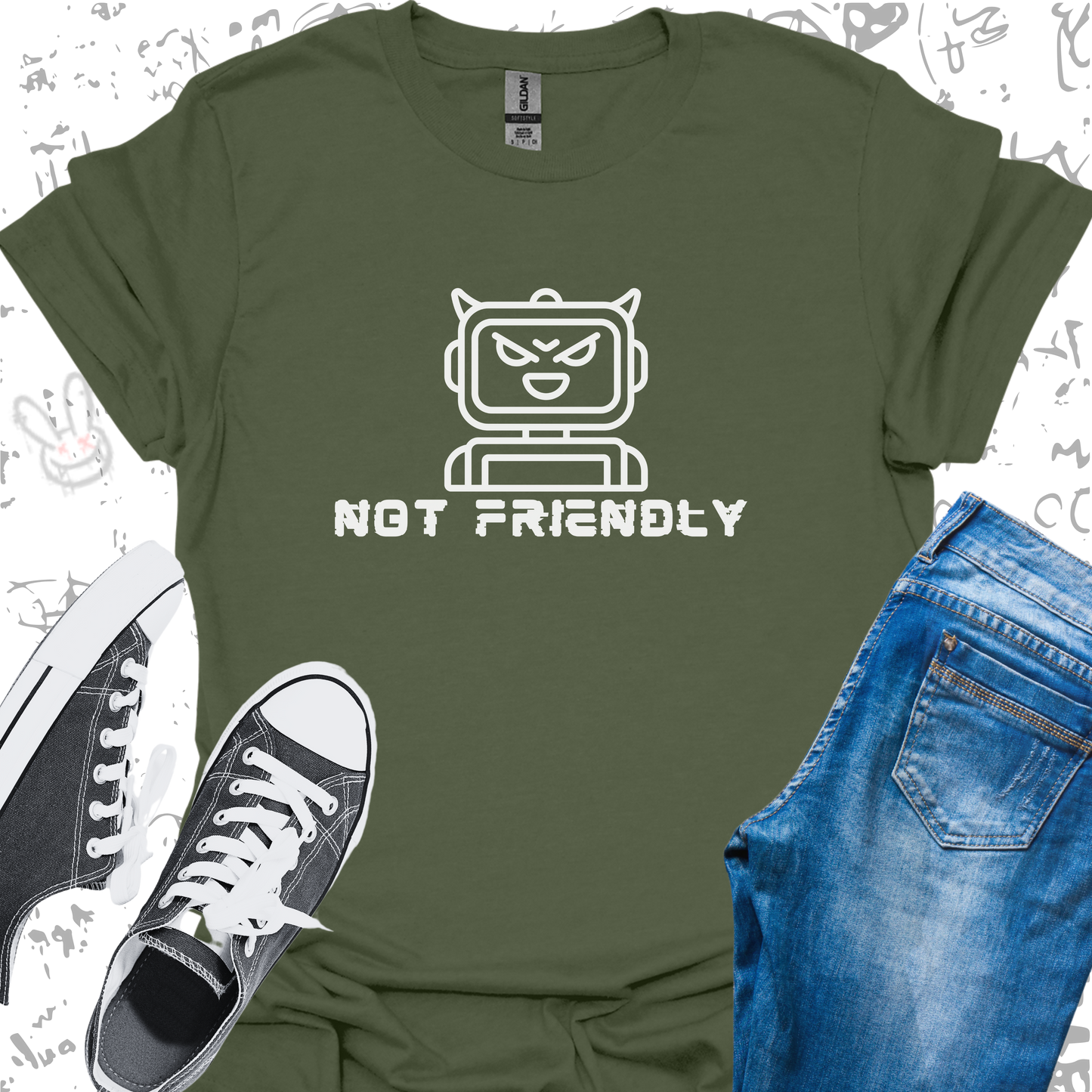 Not Friendly Robot- Unisex Jersey Short Sleeve Tee