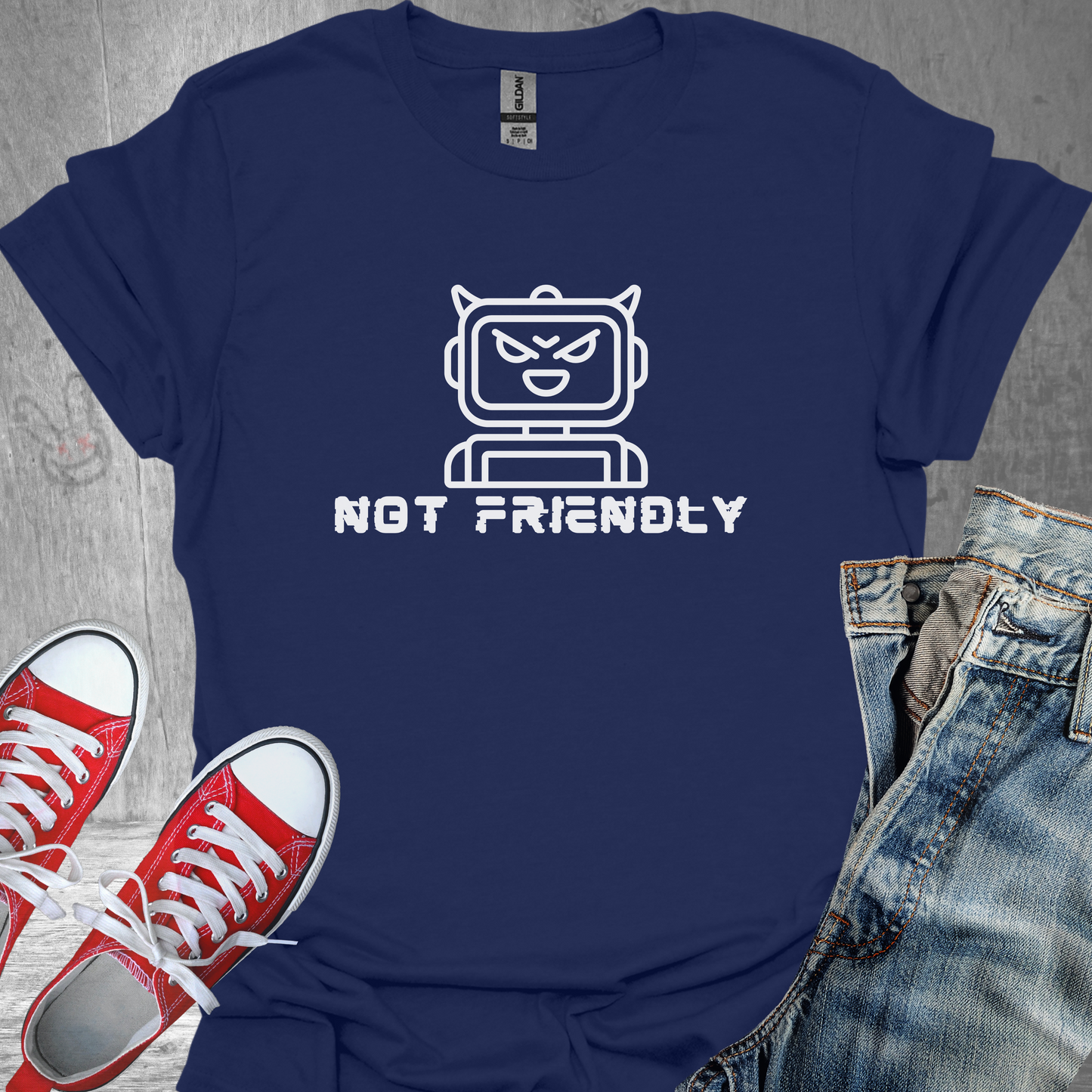 Not Friendly Robot- Unisex Jersey Short Sleeve Tee