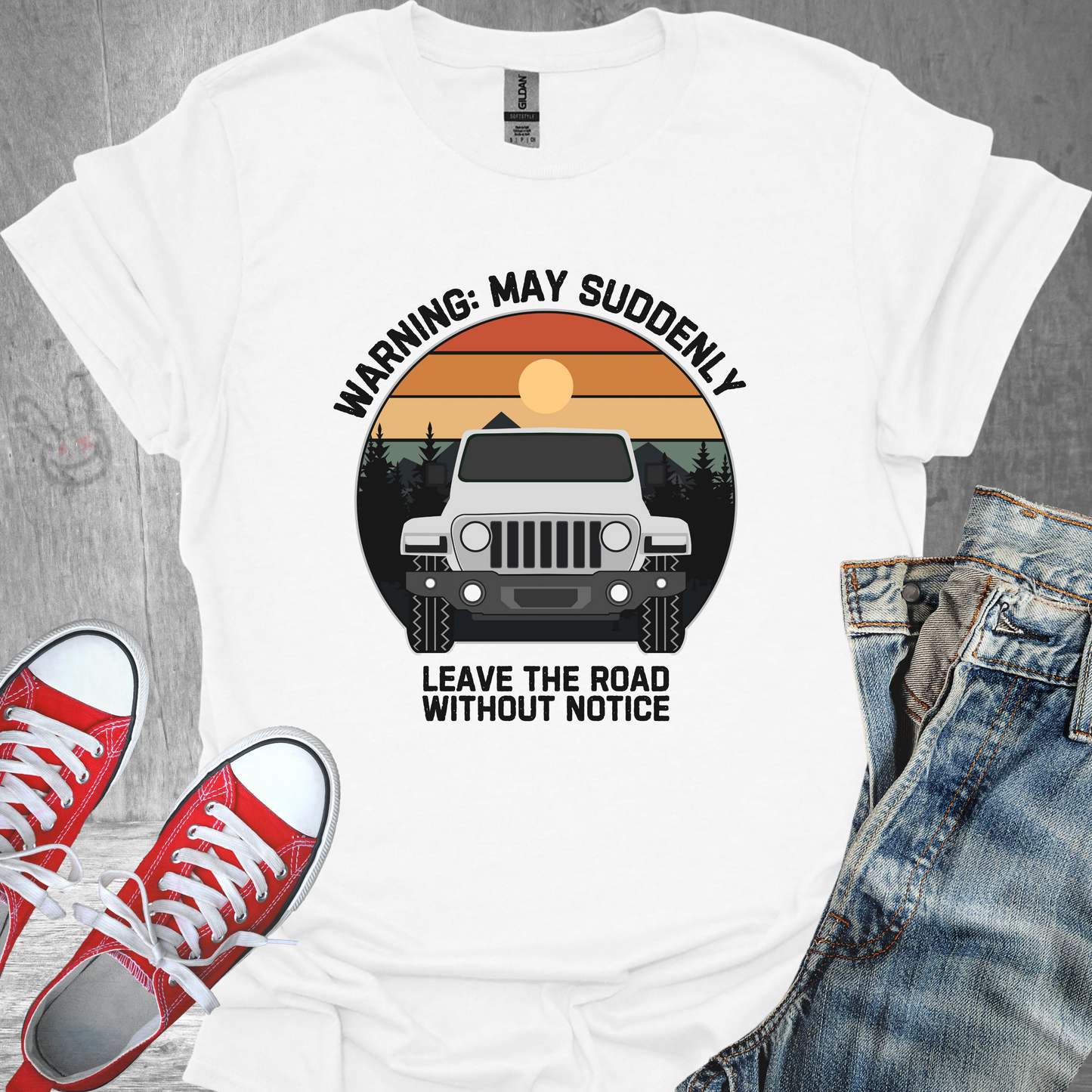 Warning: May Suddenly Leave the Road Without Notice- Unisex Jersey Short Sleeve Tee