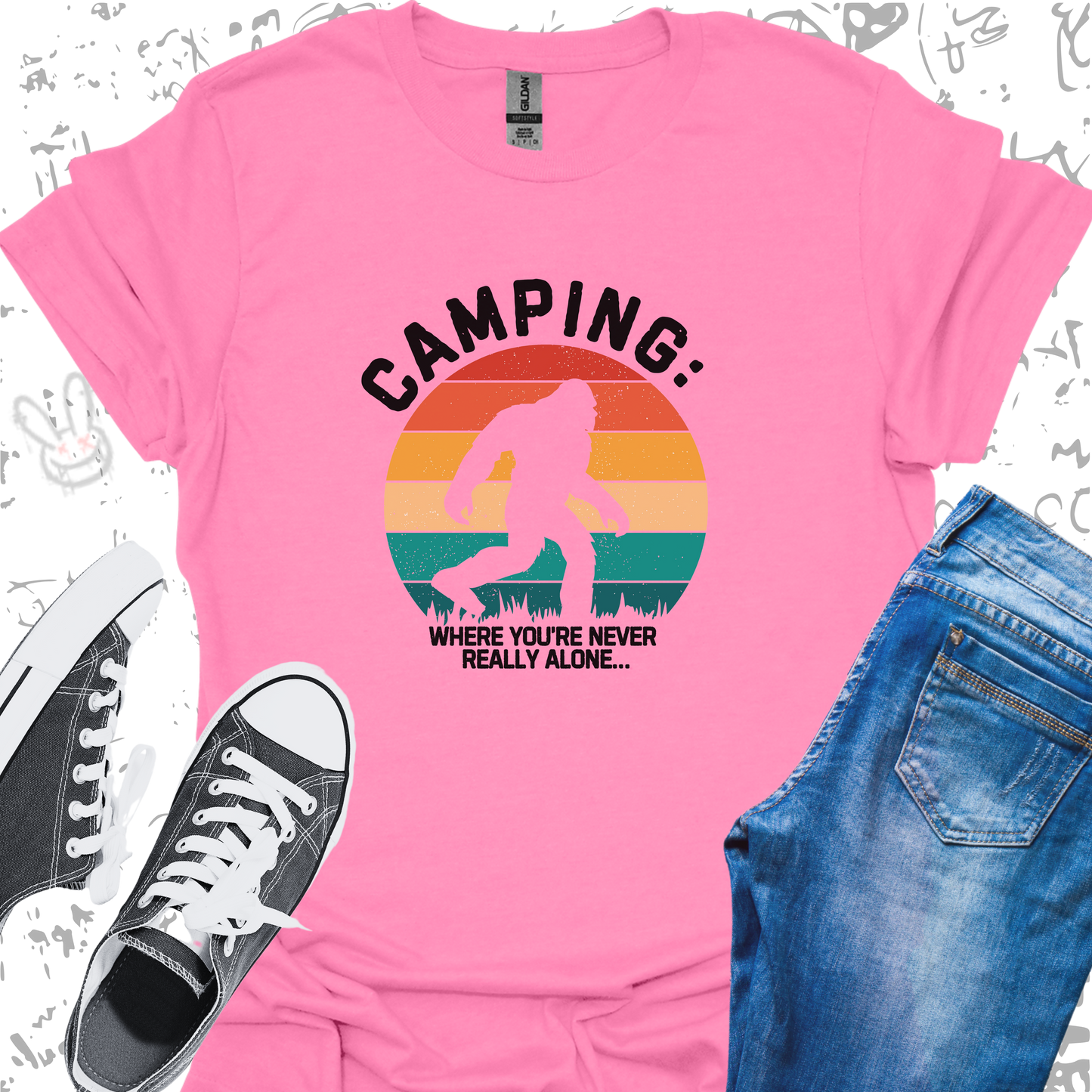 Camping: Where you're never really alone- Unisex Jersey Short Sleeve Tee