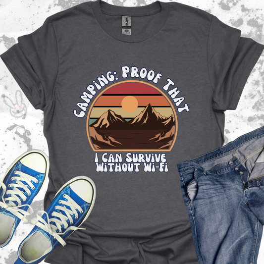 Camping: Proof that I can survive without WiFi - Unisex Jersey Short Sleeve Tee