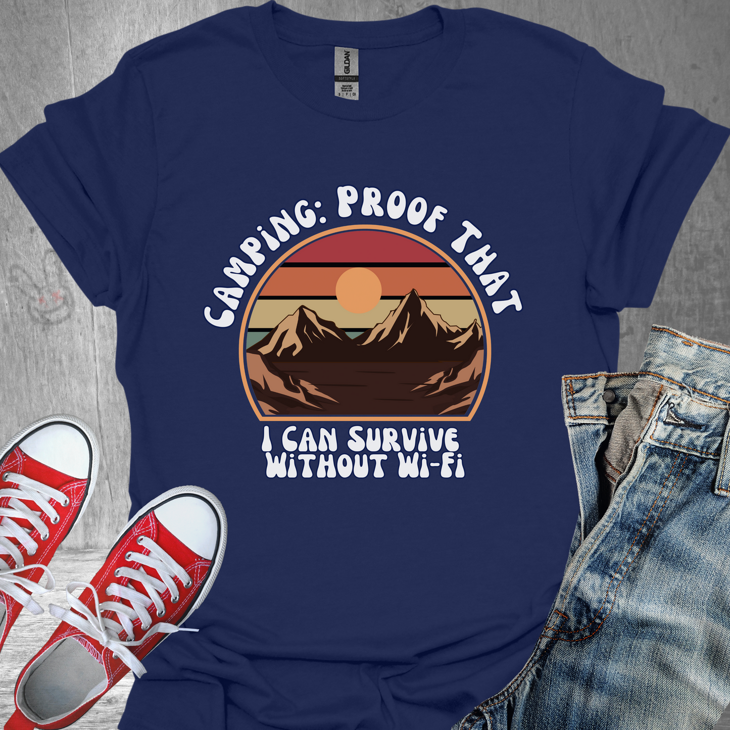 Camping: Proof that I can survive without WiFi - Unisex Jersey Short Sleeve Tee