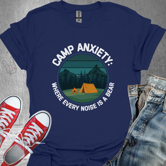 Camp Anxiety: Where every noise is a Bear- Unisex Jersey Short Sleeve Tee