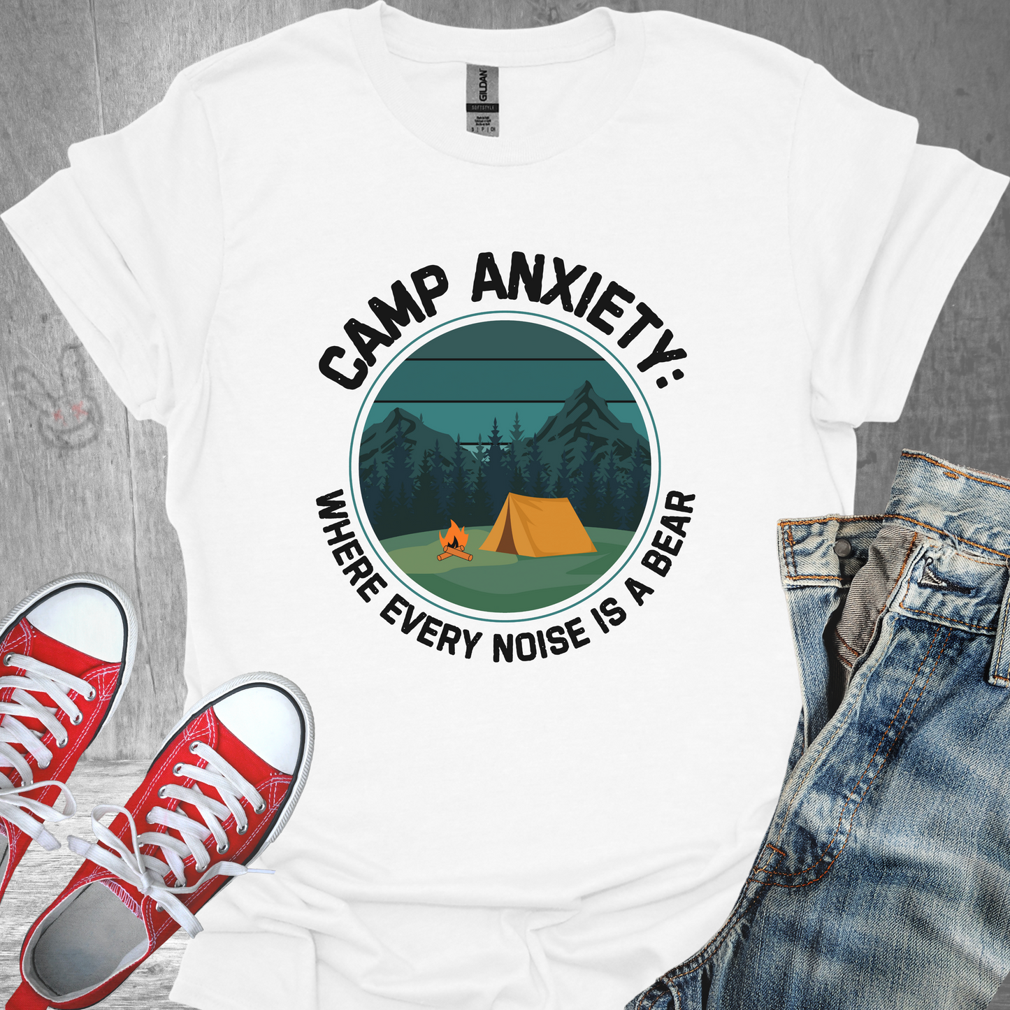 Camp Anxiety: Where every noise is a Bear- Unisex Jersey Short Sleeve Tee