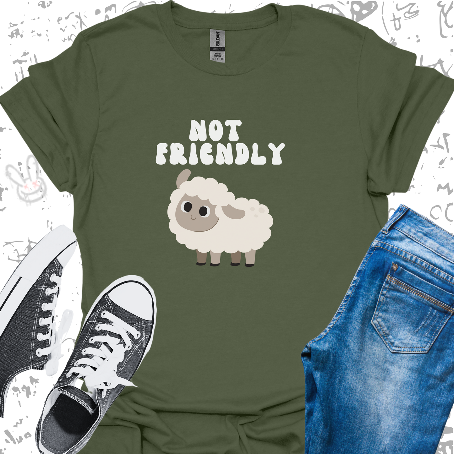 Not Friendly (Sheep)- Unisex Jersey Short Sleeve Tee