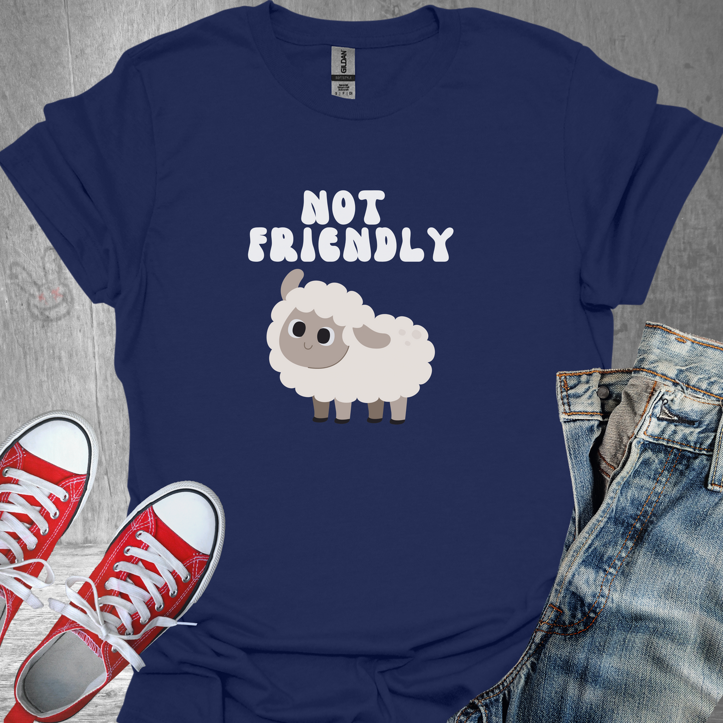 Not Friendly (Sheep)- Unisex Jersey Short Sleeve Tee