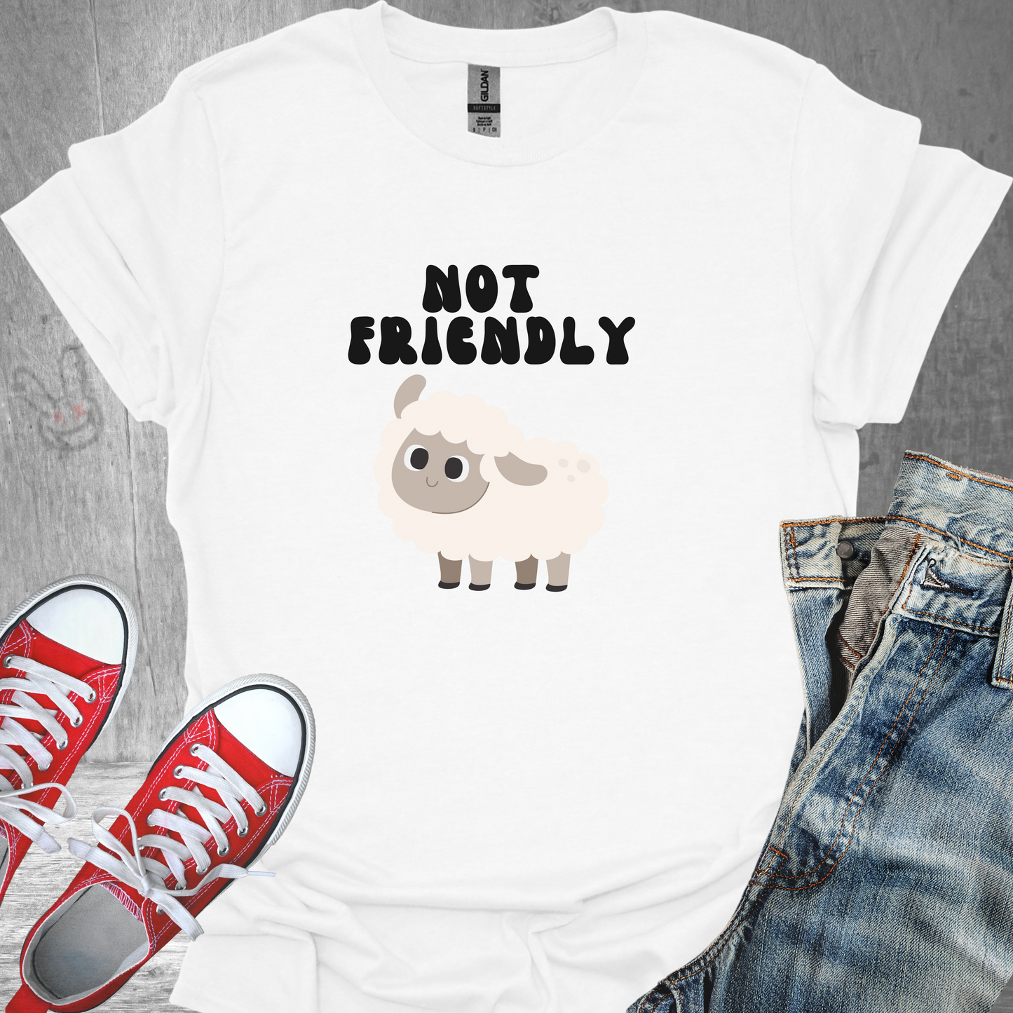 Not Friendly (Sheep)- Unisex Jersey Short Sleeve Tee