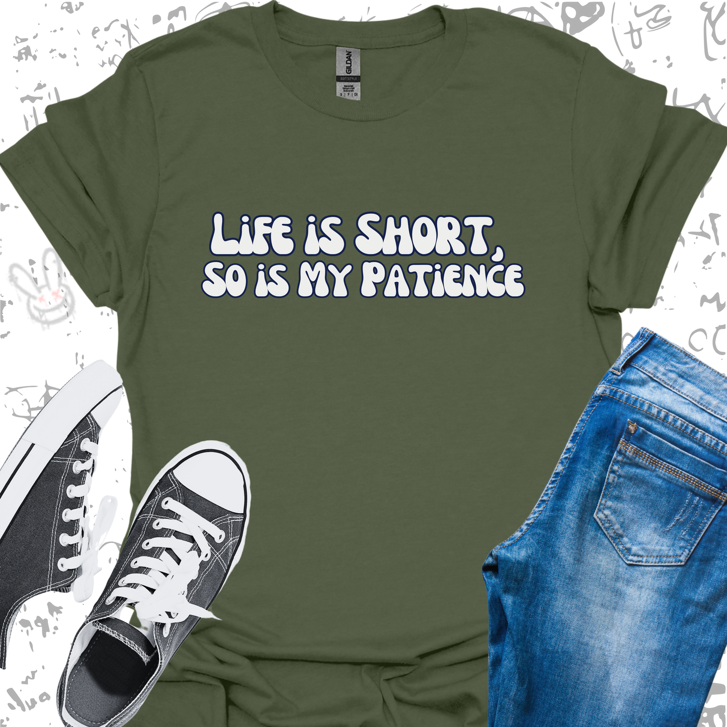 Life is Short, so is my Patience (text) - Unisex Jersey Short Sleeve Tee