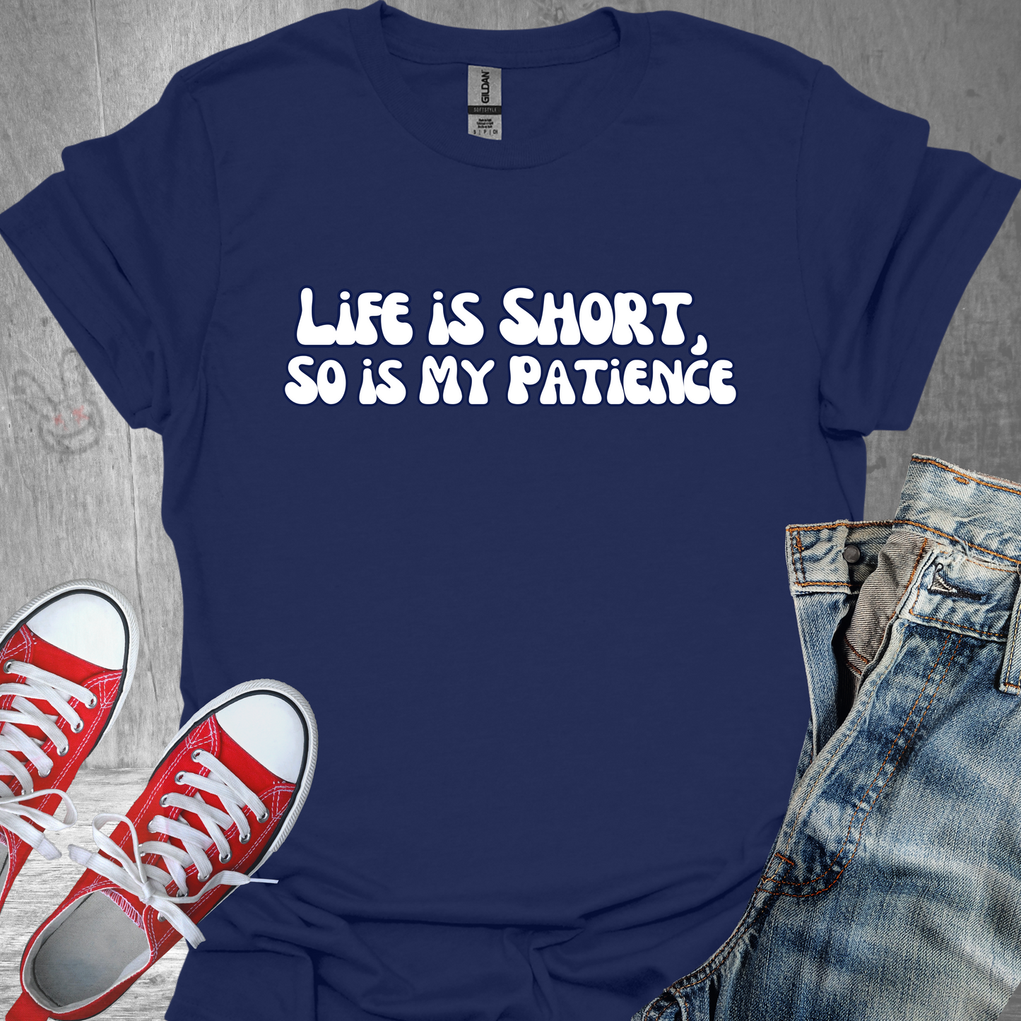 Life is Short, so is my Patience (text) - Unisex Jersey Short Sleeve Tee