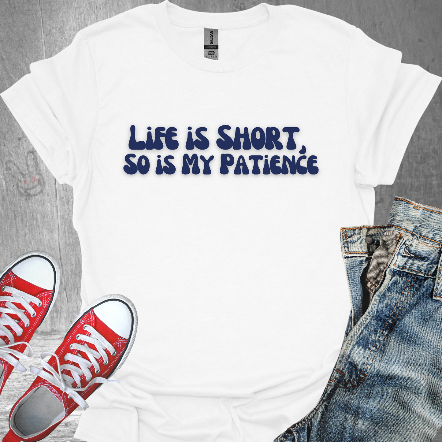 Life is Short, so is my Patience (text) - Unisex Jersey Short Sleeve Tee