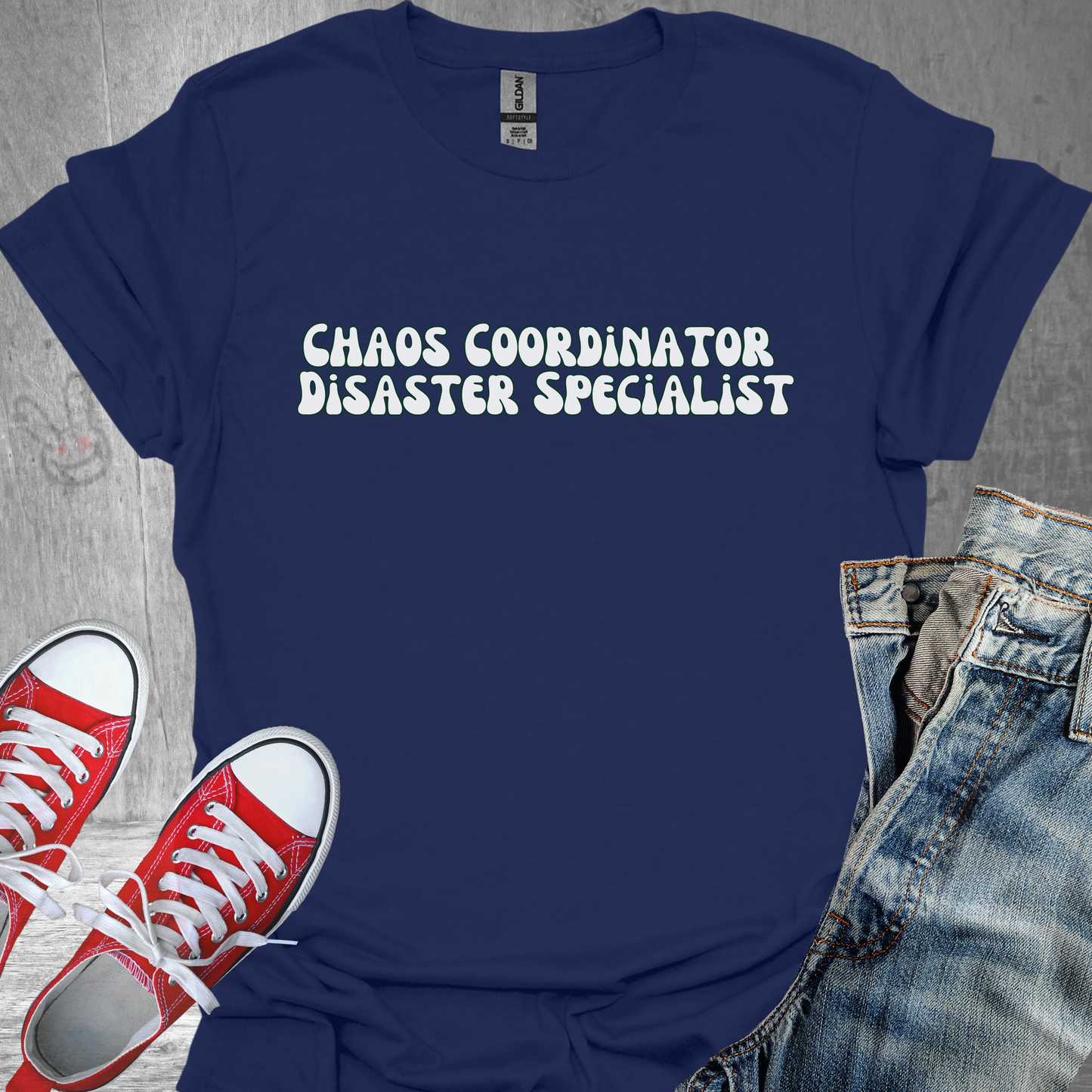 Chaos Coordinator, Disaster Specialist (text) - Unisex Jersey Short Sleeve Tee