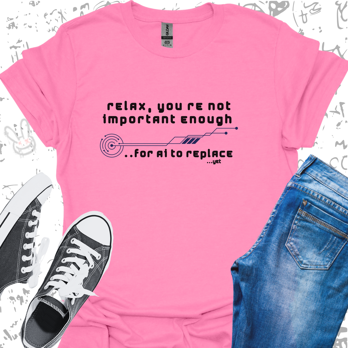 Relax, you're not important enough for AI to replace...yet   - Unisex Jersey Short Sleeve Tee