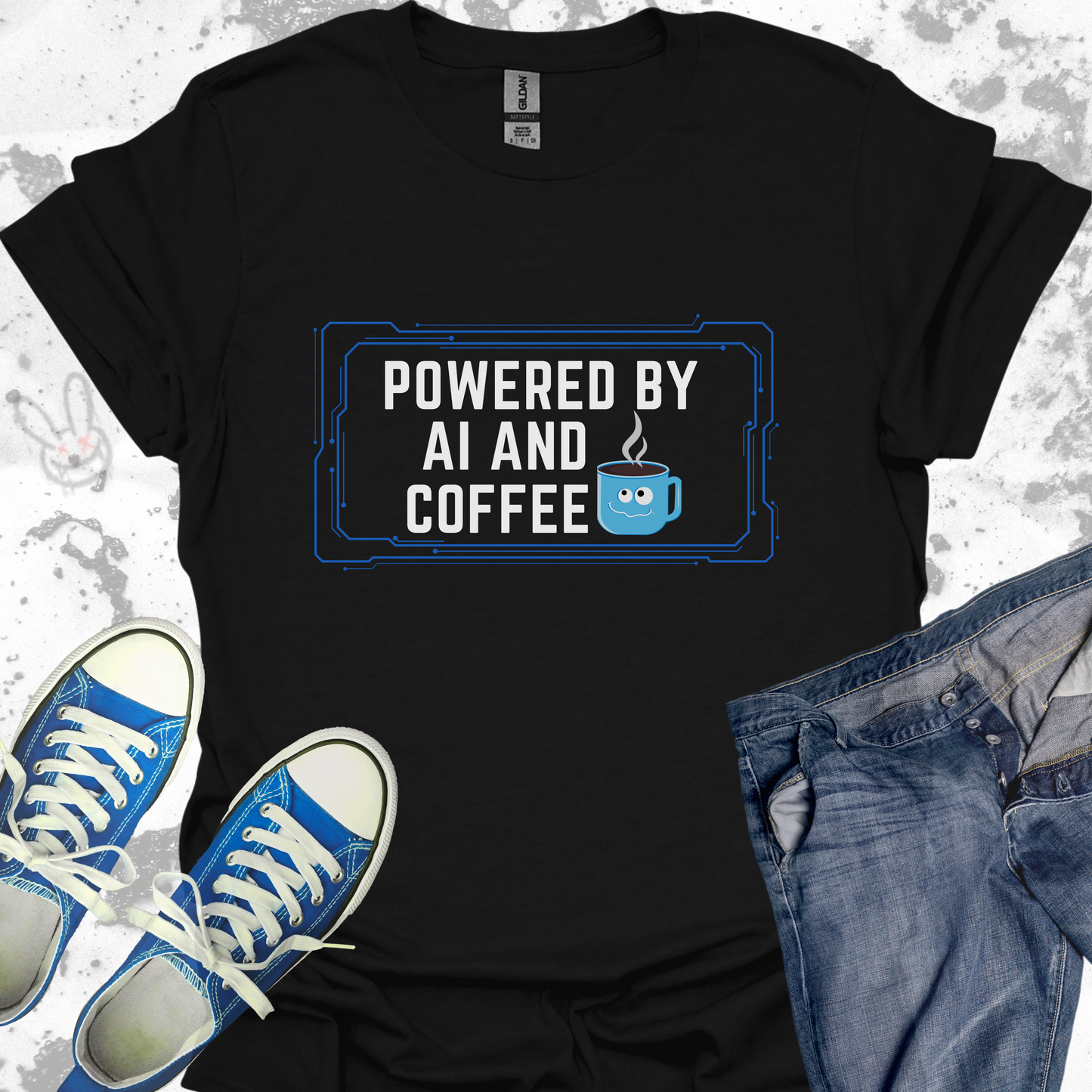 Powered by AI and Coffee - Unisex Jersey Short Sleeve Tee