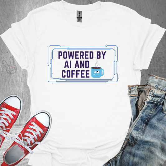 Powered by AI and Coffee - Unisex Jersey Short Sleeve Tee