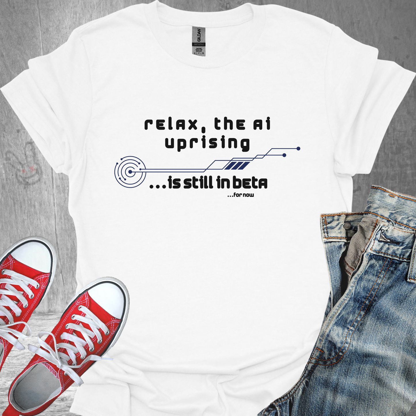 Relax, the AI uprising is still in Beta.. for now - Unisex Jersey Short Sleeve Tee