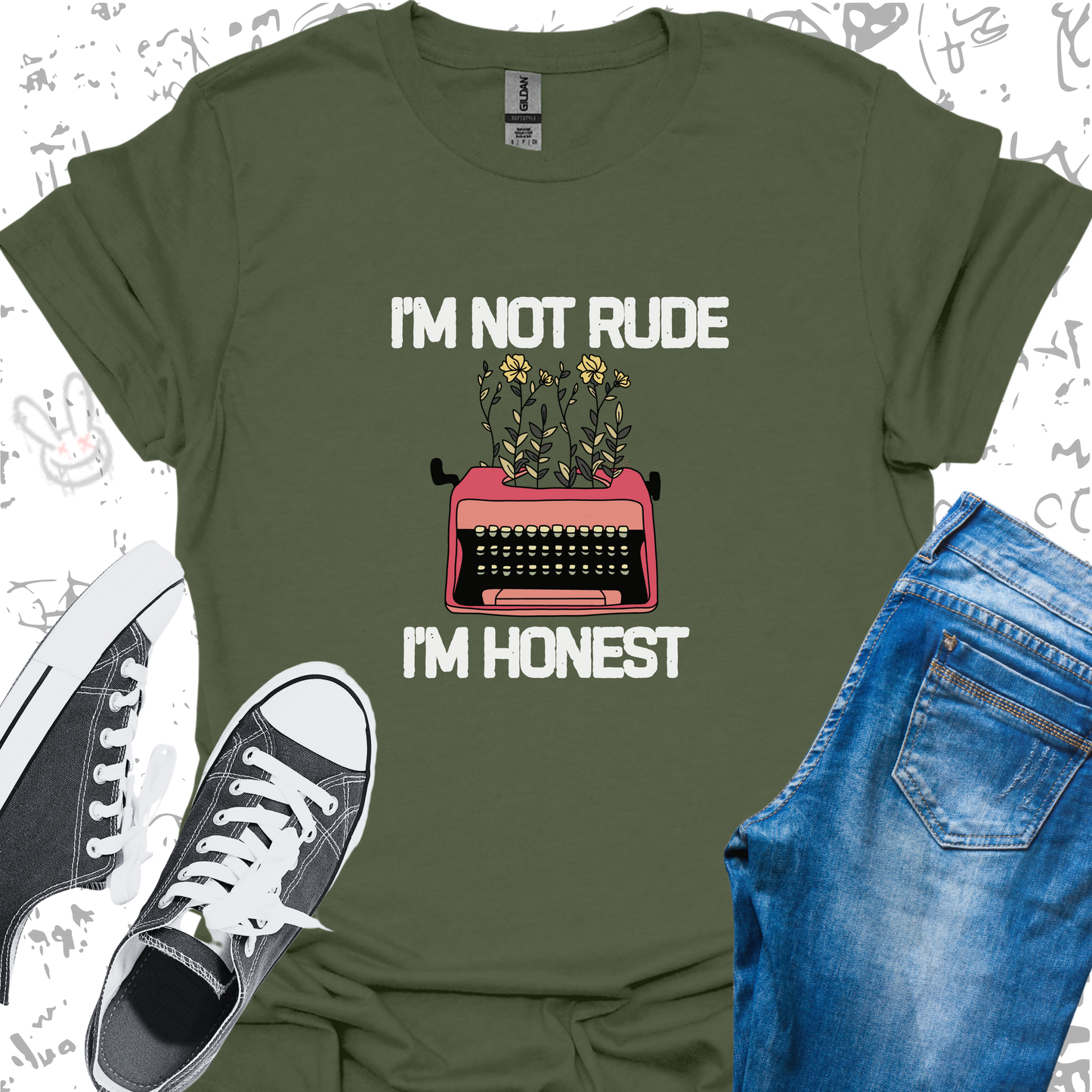 I'm Not Rude I'm Honest (typewriter)- Unisex Jersey Short Sleeve Tee