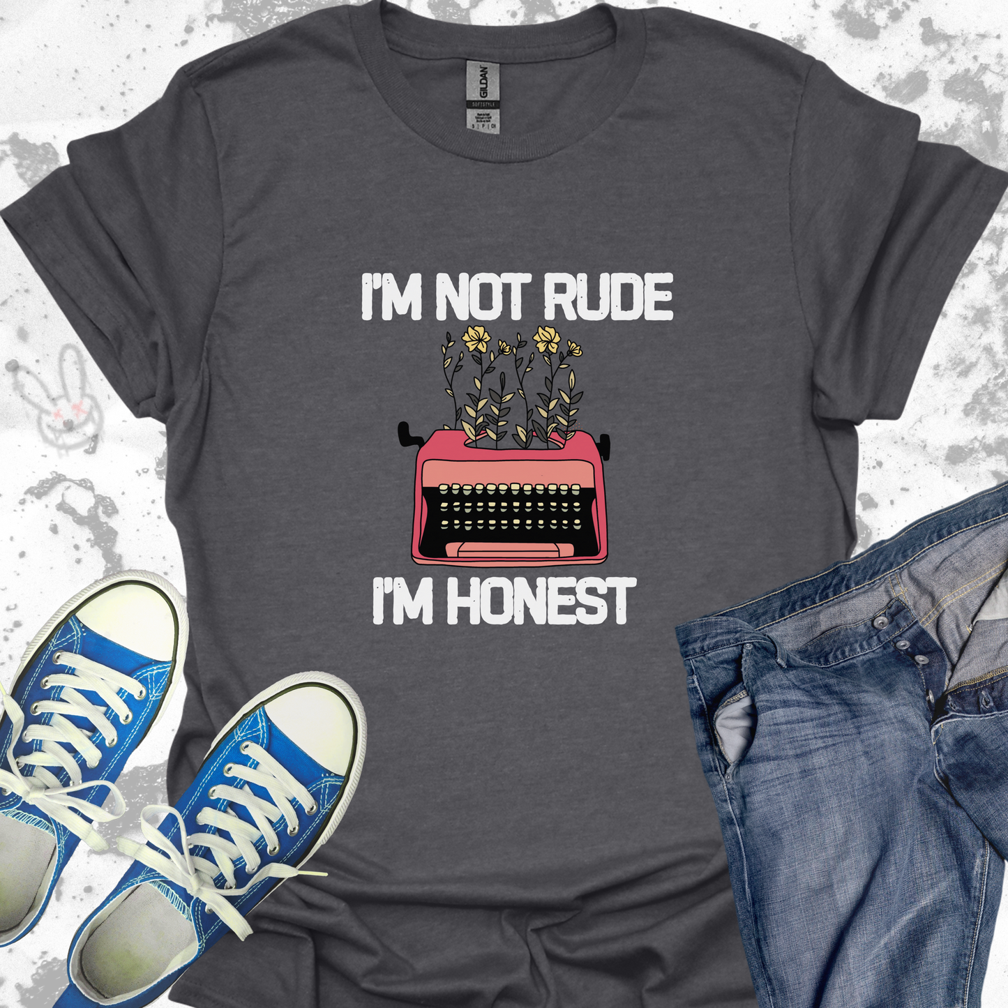 I'm Not Rude I'm Honest (typewriter)- Unisex Jersey Short Sleeve Tee