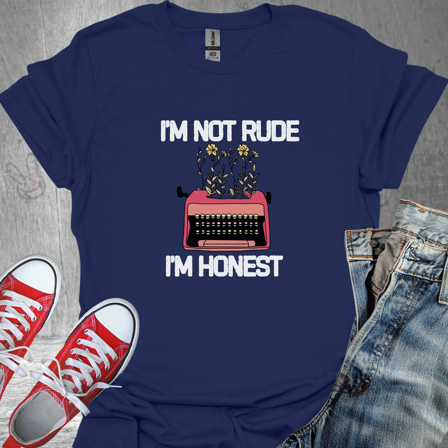 I'm Not Rude I'm Honest (typewriter)- Unisex Jersey Short Sleeve Tee