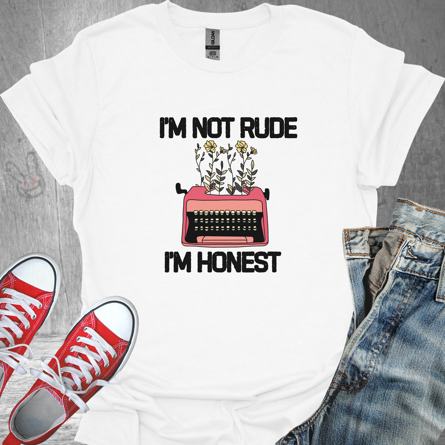 I'm Not Rude I'm Honest (typewriter)- Unisex Jersey Short Sleeve Tee