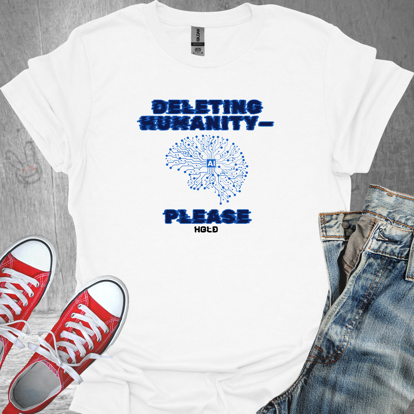 Deleting Humanity...Please Hold  - Unisex Jersey Short Sleeve Tee