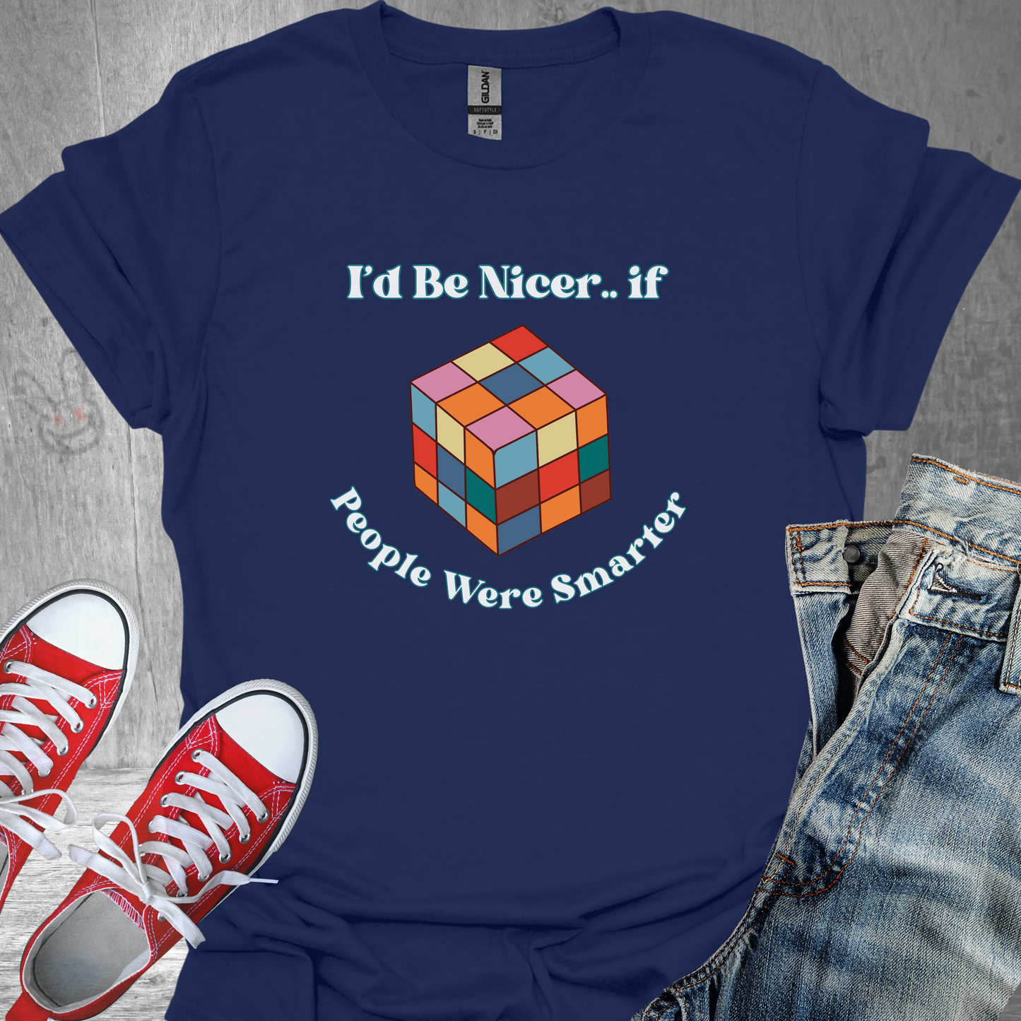 I'd be Nicer If People were Smarter (Rubik)- Unisex Jersey Short Sleeve Tee