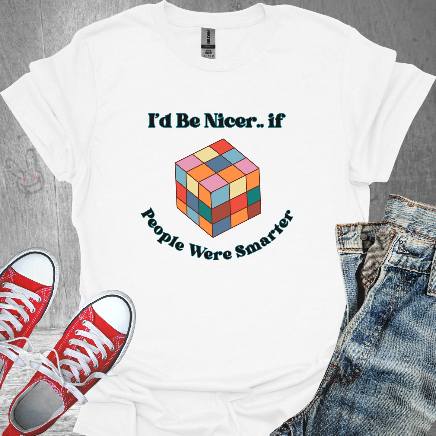 I'd be Nicer If People were Smarter (Rubik)- Unisex Jersey Short Sleeve Tee