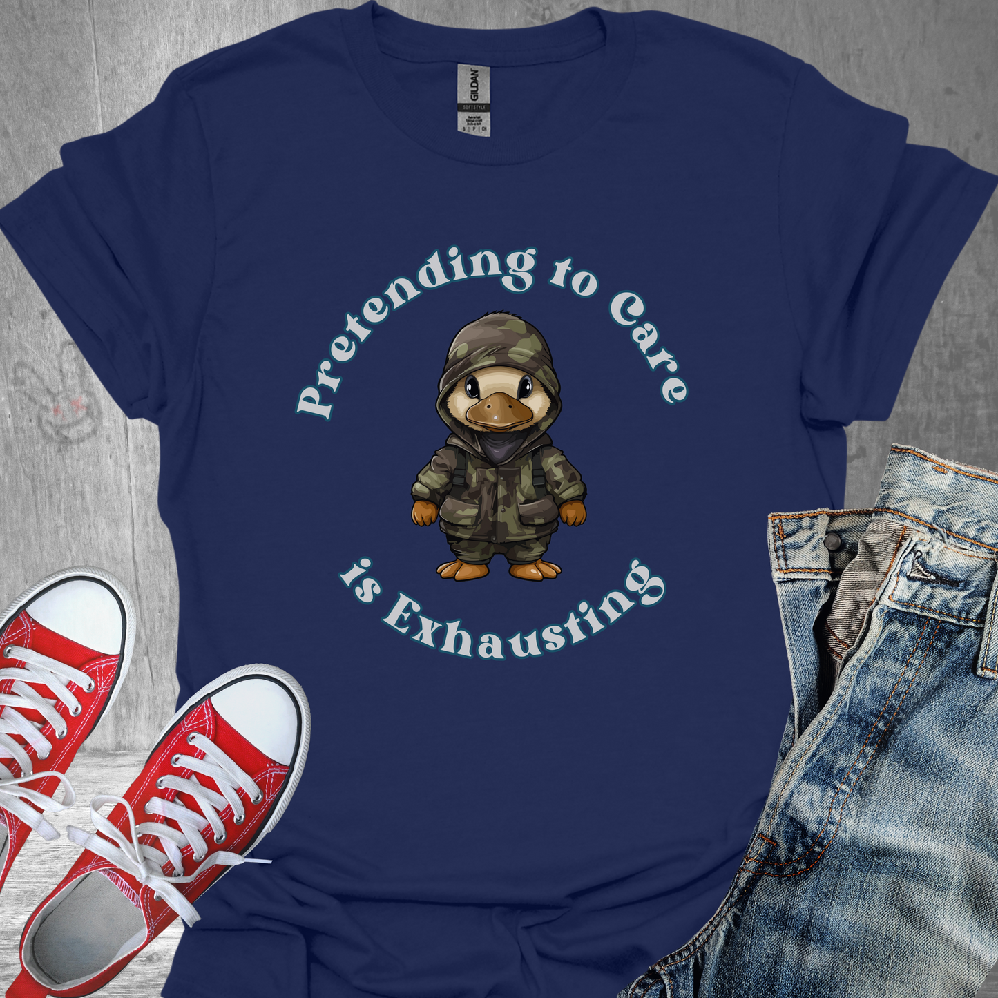 Pretending to Care is Exhausting (Duck)- Unisex Jersey Short Sleeve Tee