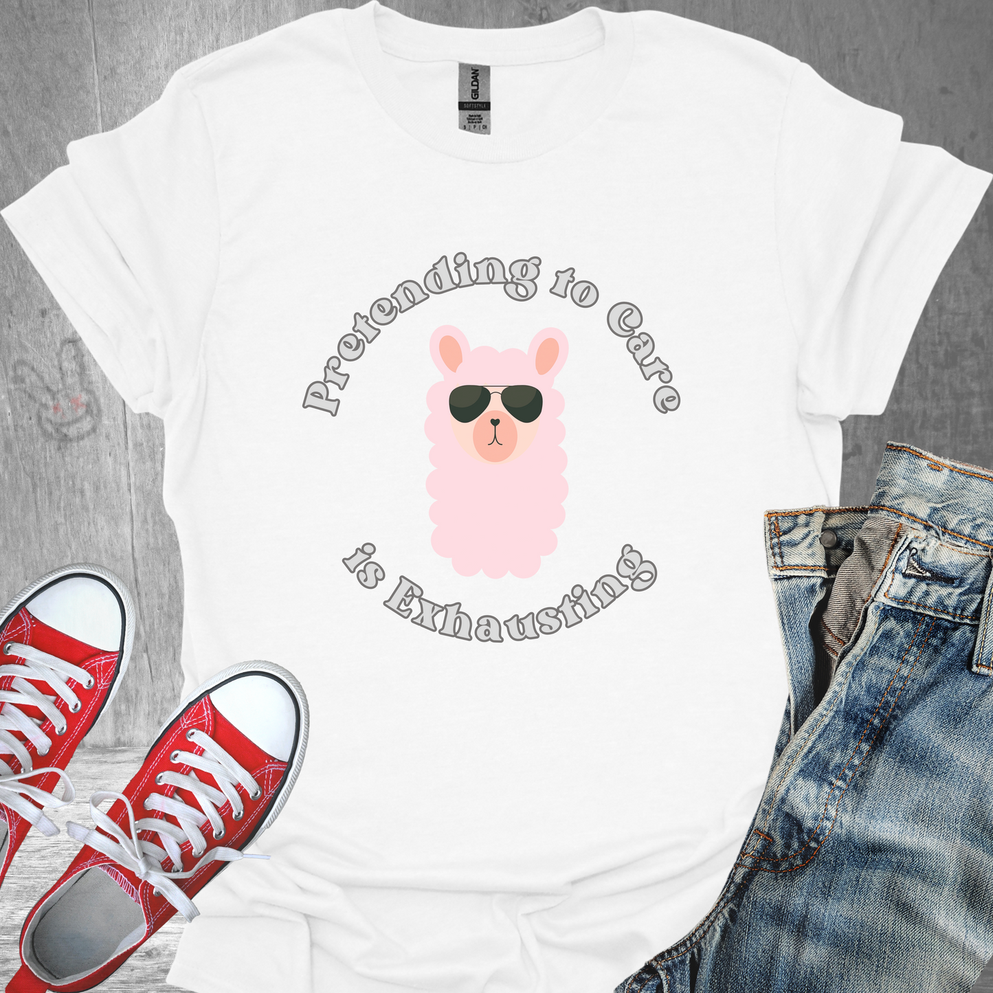 Pretending to Care is Exhausting (Llama)- Unisex Jersey Short Sleeve Tee