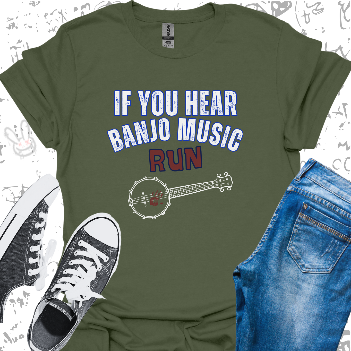 If You Hear Banjo Music... RUN (v2)- Unisex Jersey Short Sleeve Tee