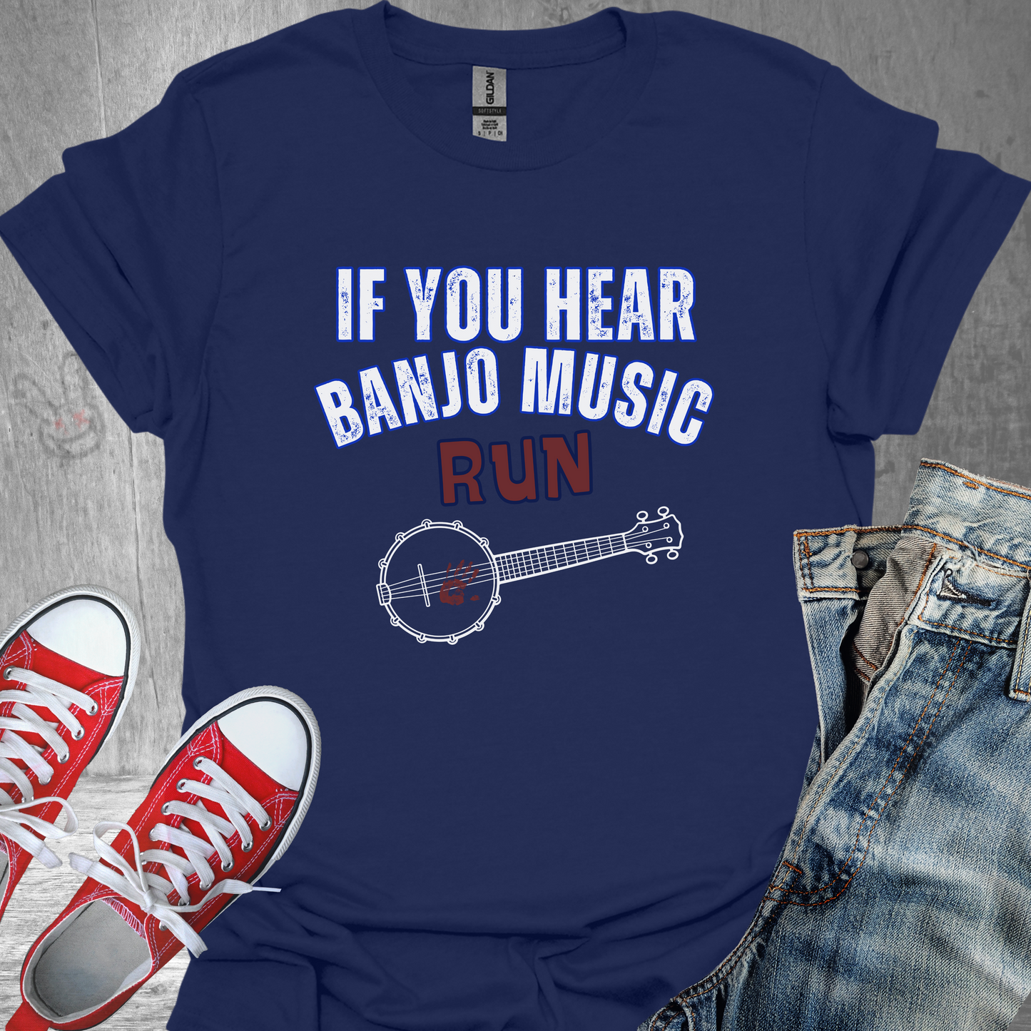 If You Hear Banjo Music... RUN (v2)- Unisex Jersey Short Sleeve Tee